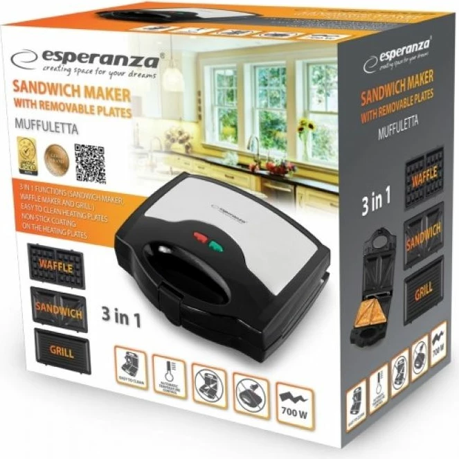 Sandviçiere Esperanza Muffuletta EKT005, e zezë