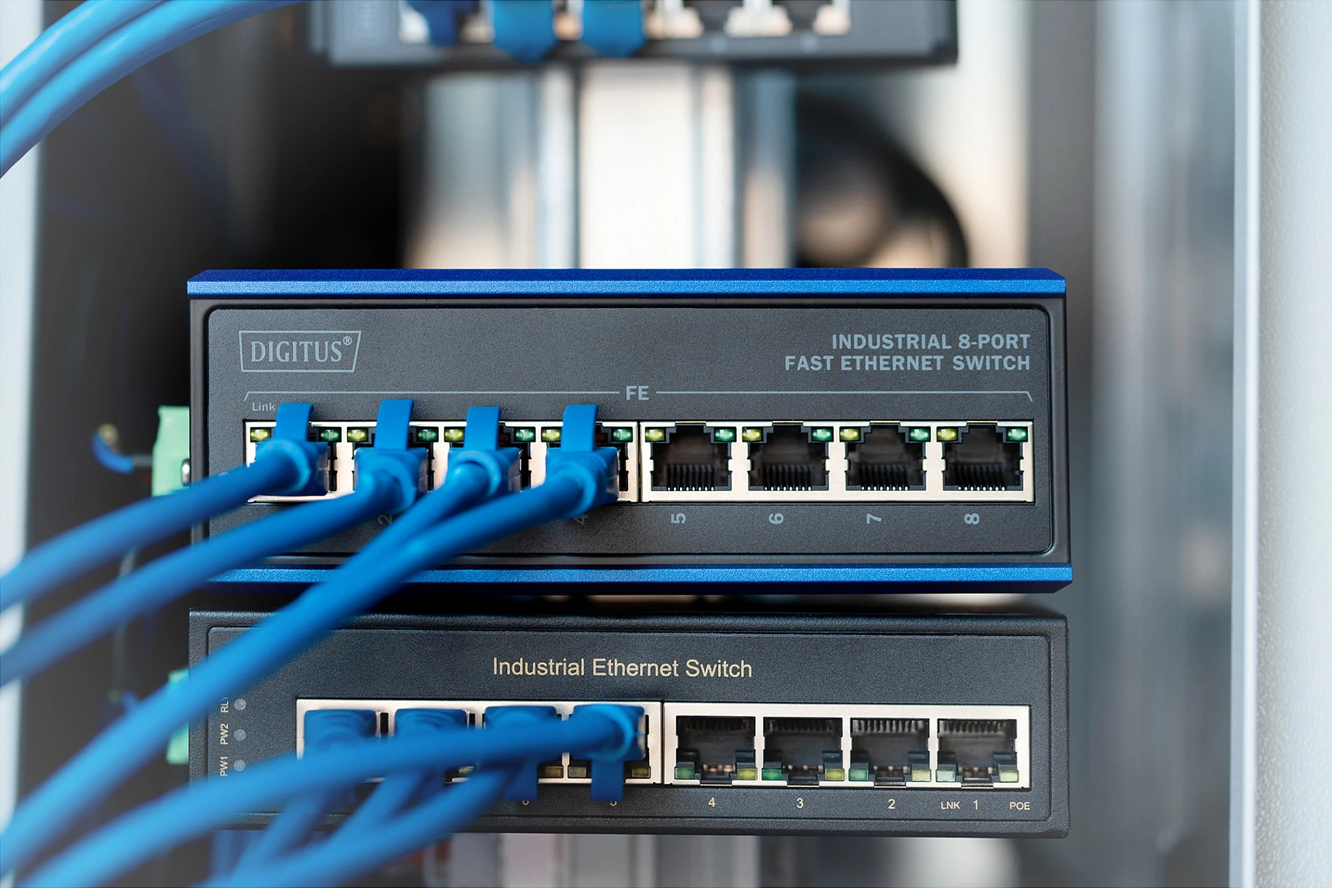 Switch Digitus DN-650106, 8-Port Fast Ethernet 10/100, DIN Rail/Wall Mount, metal, i kaltër