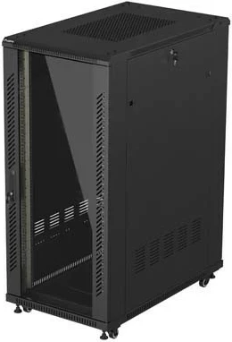 Kabinet rack LANBERG 19" 27U 600x1000mm, derë xhami, i zi