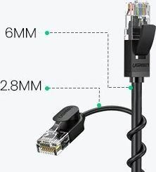 Kabllo Ethernet Ugreen 70656 Cat6A RJ45 10m UTP 1Gbps e zezë