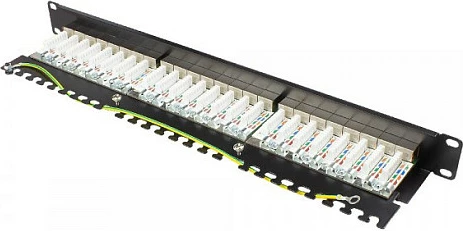 Patch panel GoodConnections Alcasa GC-N0145, 24 porta RJ45, Cat6a, 1U, 10GbE, i zi