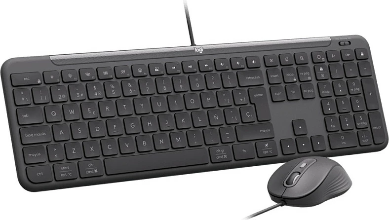 Set tastierë dhe Maus Logitech MK620, USB me kabllo, full-size, Swiss layout, 4000 DPI, gri e errët
