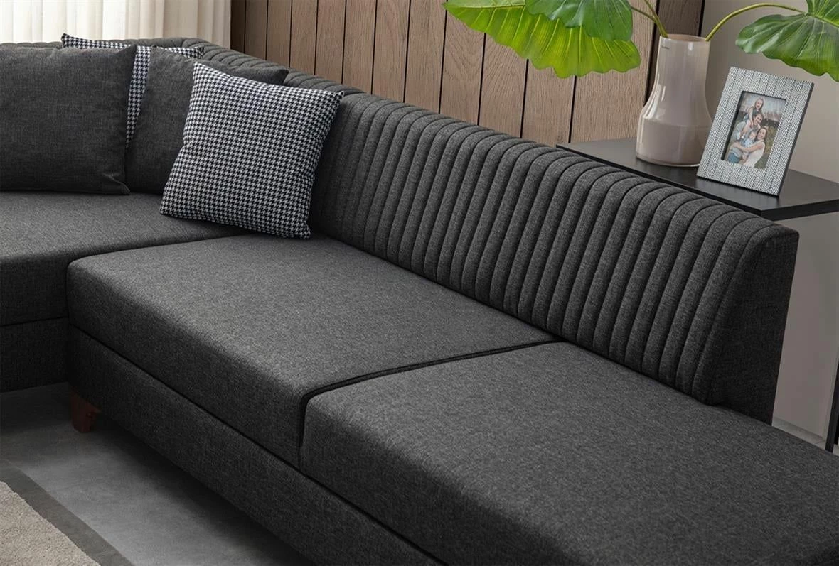 Kënd divan-krevat Atelier del Sofa, West, këndi i djathtë, ngjyrë antracit