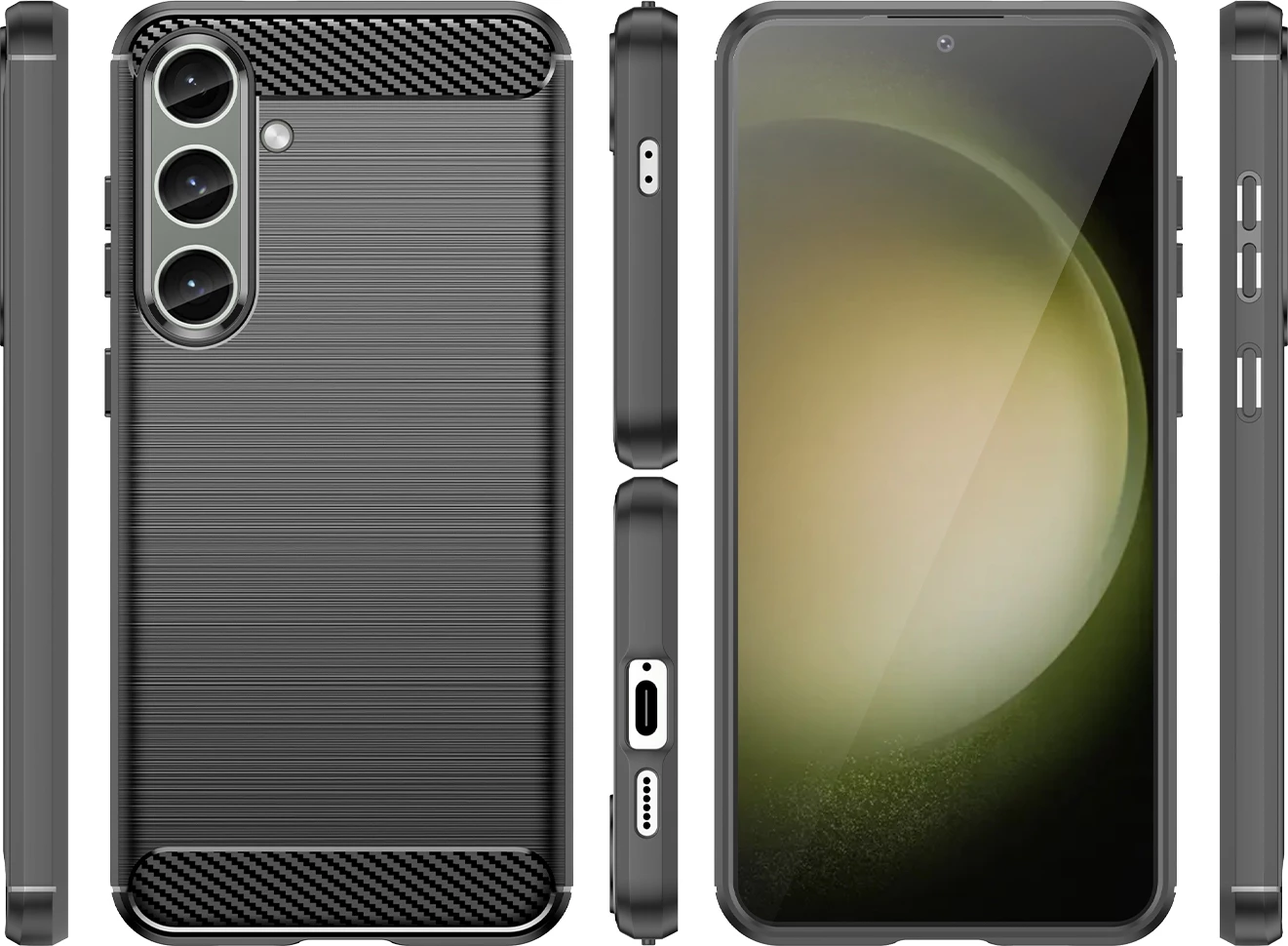 Mbështjellës Hurtel Carbon Case për Samsung Galaxy S24+, TPU, i zi