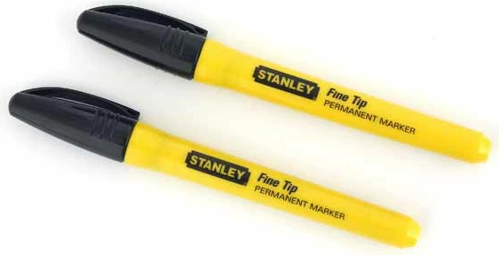 Marker permanent Stanley 47-316, majë e hollë, i zi, paketim 2 copë