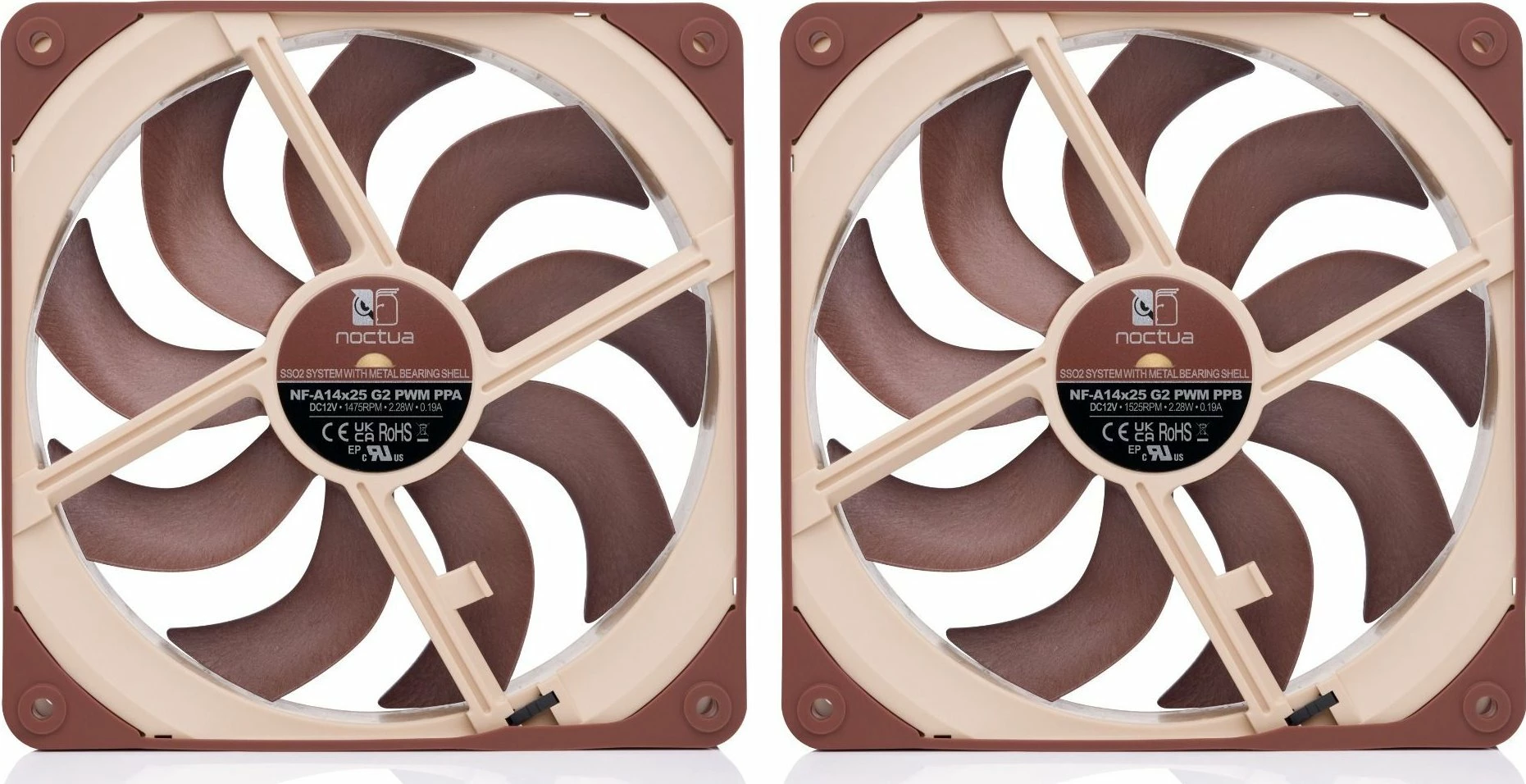 Ventilator PC Noctua NF-A14x25 G2 PWM Sx2-PP 140mm, 2 copë, kafe