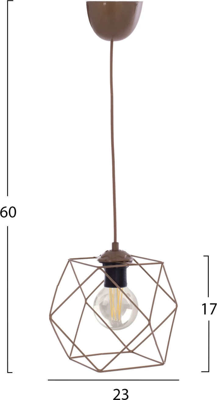 Llambë tavani varëse, ngjyrë ari, një llambë, kafaz metalik poligon