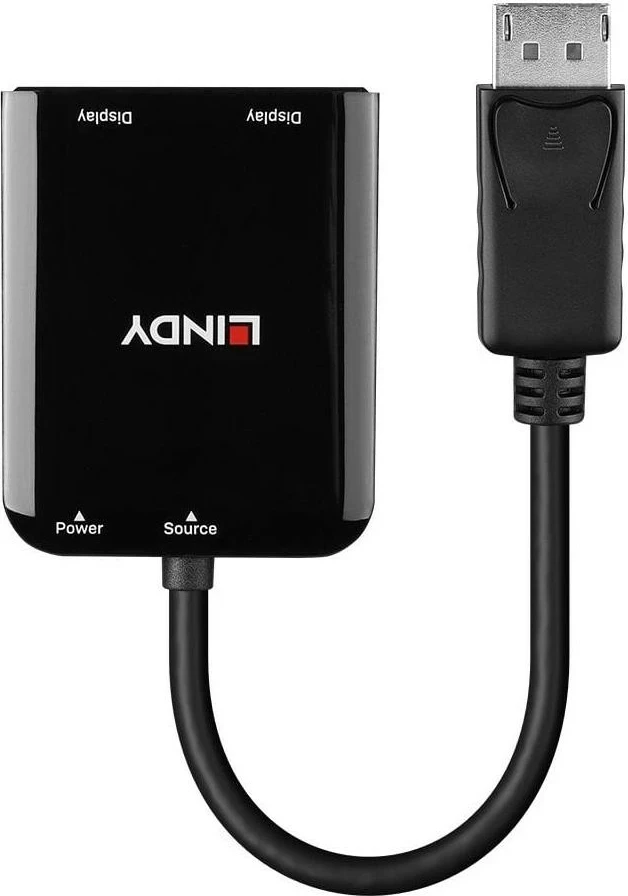 Adapter Lindy DisplayPort në 2x HDMI, i zi