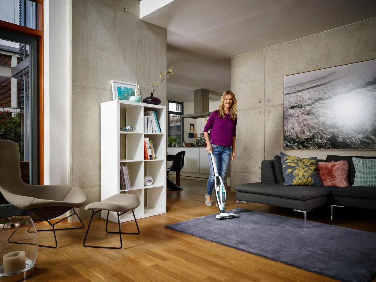 Fshesë elektrike pa kabllo Leifheit PowerVac 2in1, 20V, pa qese, bardhë/kaltër