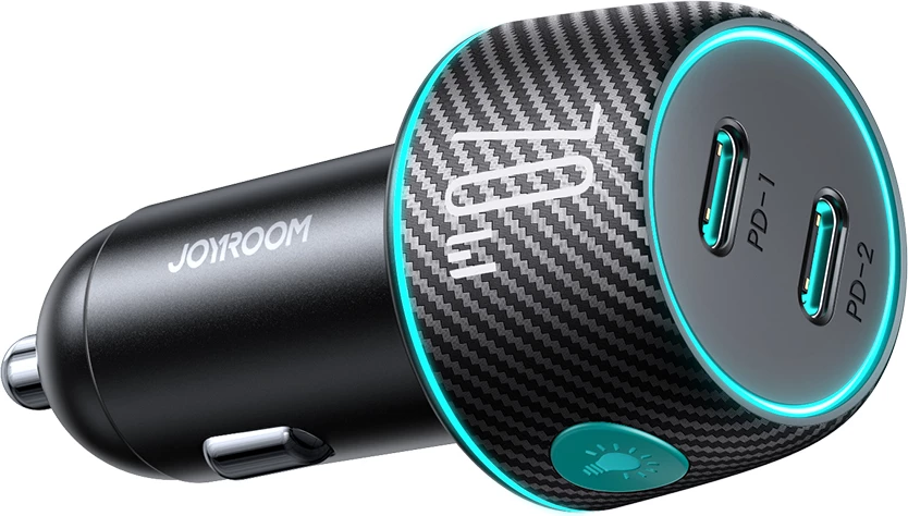 Karikues veture Joyroom JR-CCN02, 2x USB-C, 70W, me ndriçim LED, i zi