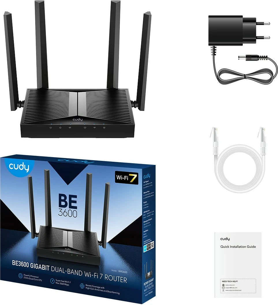Router mesh Cudy BE3600, Wi-Fi 7, 5 porta Gigabit, i zi