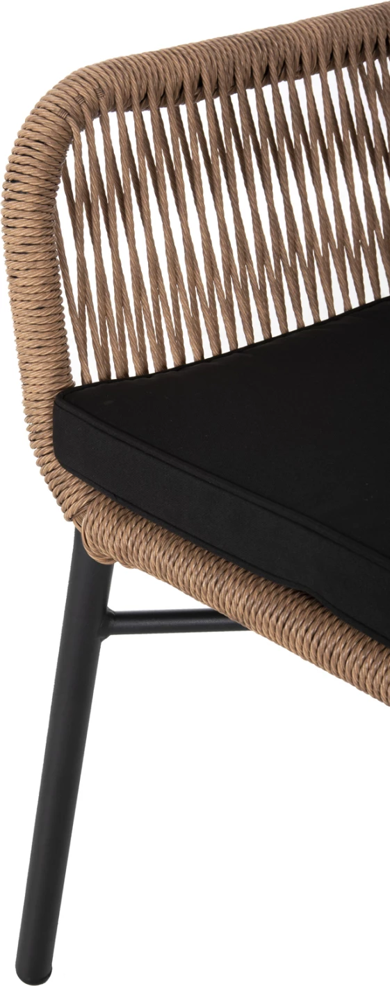 Karrige TOPIN FH6048.02 alumini, ngjyrë e zezë, ratan sintetik, ngjyrë bezhë, jastëk i zi, 57x65x84H cm