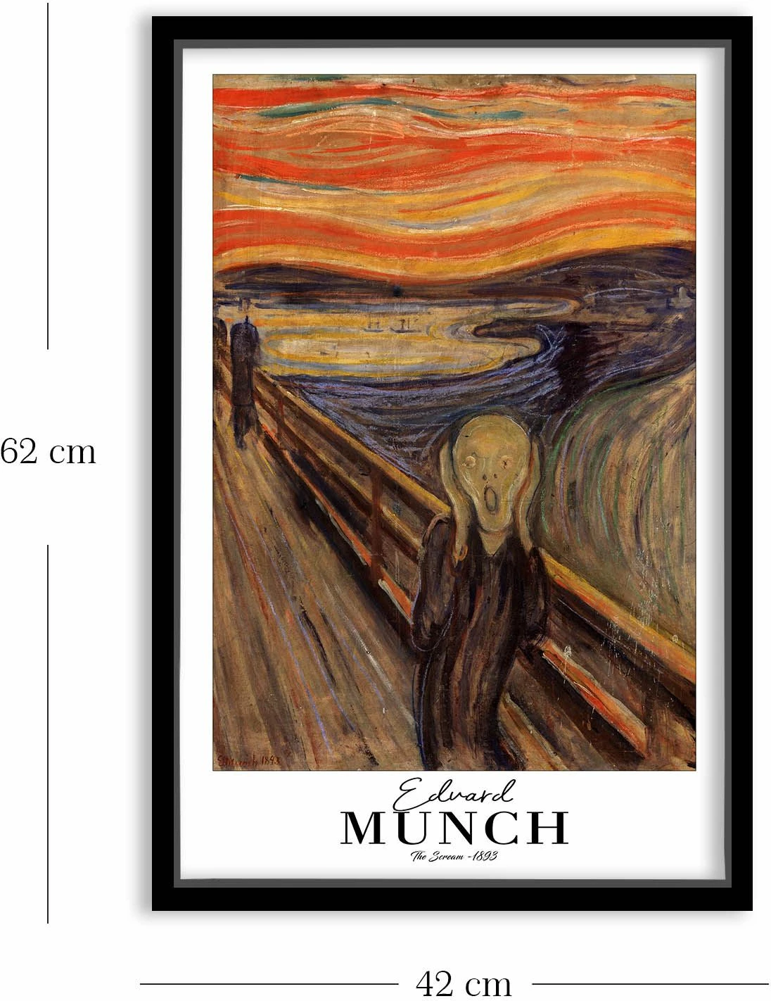 Pikturë dekorative me kornizë, Wallity, 4262SYHMUNCH-001, shumëngjyrëshe, 42x62cm