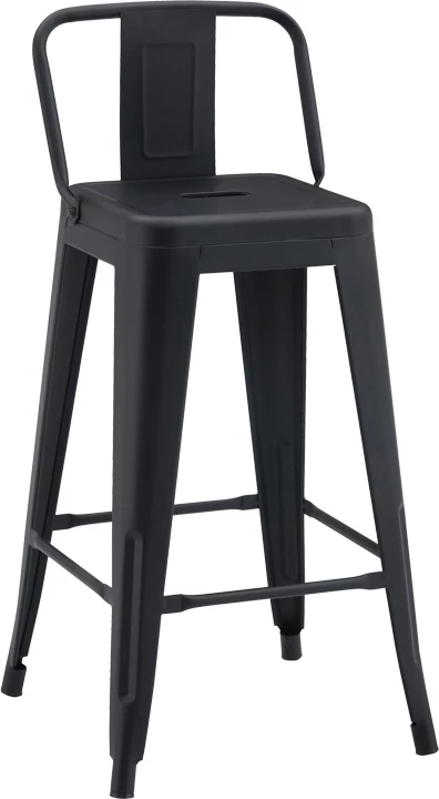 Karrige për bar me lartësi mesatare, me mbështetëse, Utopia, metal, ngjyrë e zezë mat, 42x42x86cm