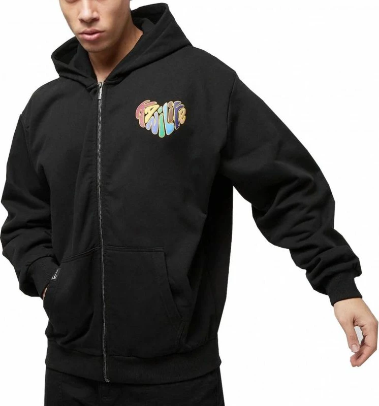 Duks me zip të plotë Karl Kani Woven Signature Kani Life OS për meshkuj dhe femra, ngjyrë e zezë [Madhësia: XS]