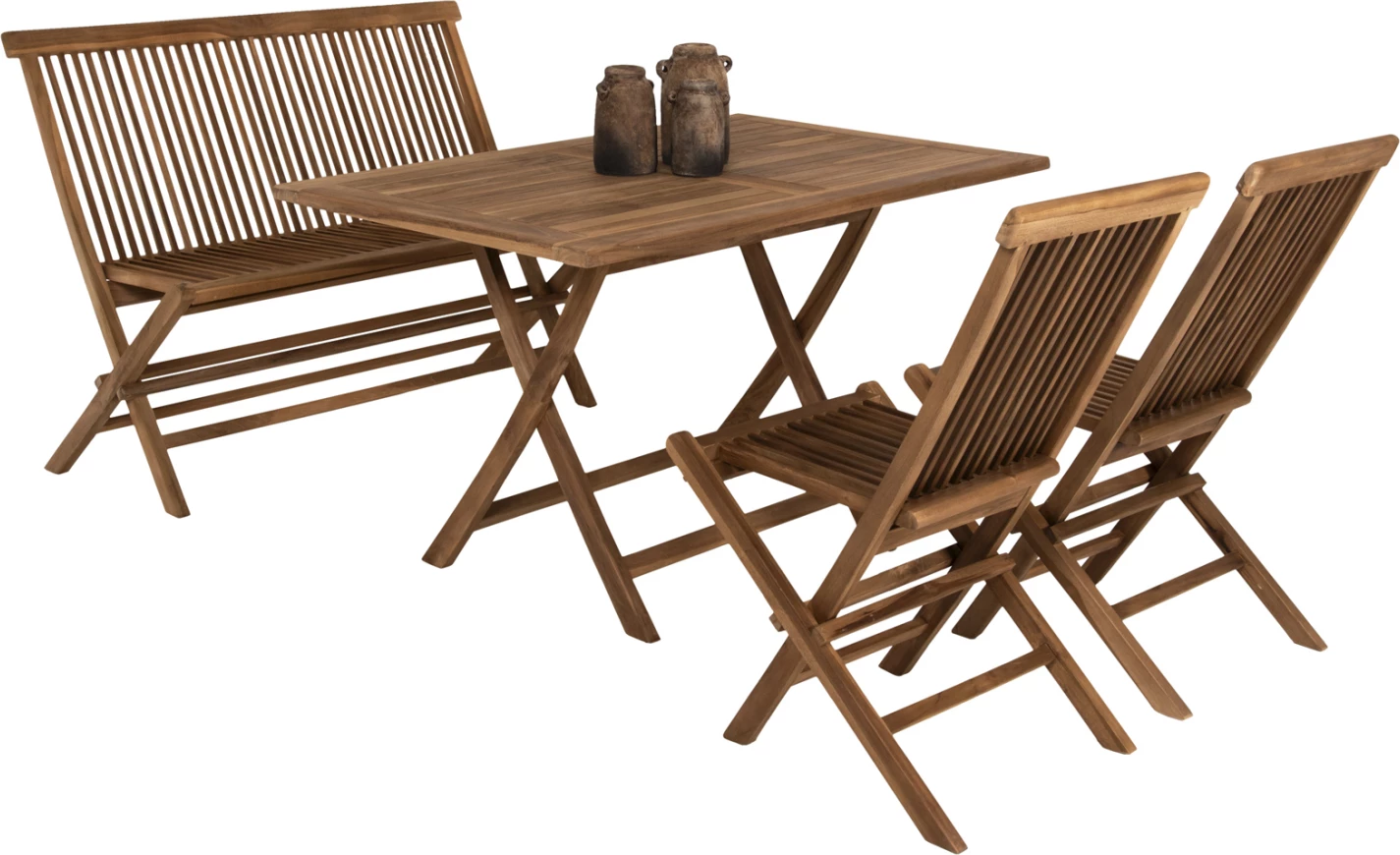 Tavolinë me karrige për terasë 4 copë KENDALL FH11953 dru teak ngjyrë natyrale