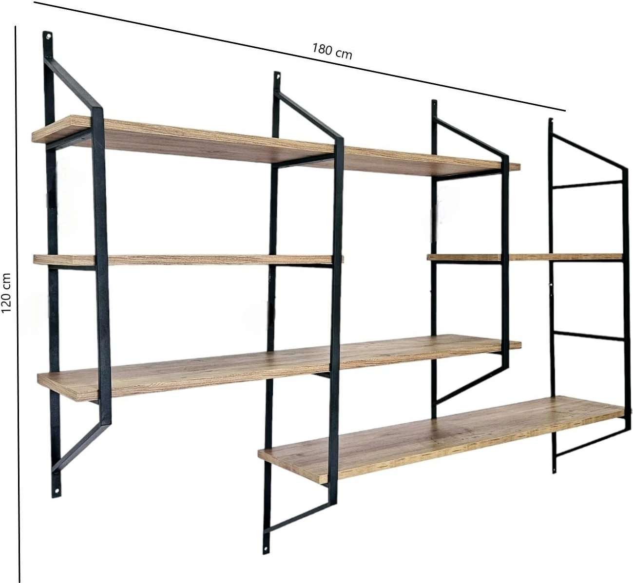 Raft muri Skye Decor, ngjyrë e zezë dhe pishë Atlantike, Raffy7