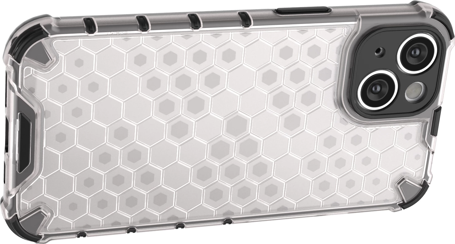Mbështjellës Hurtel Honeycomb për iPhone 14 Plus, transparent