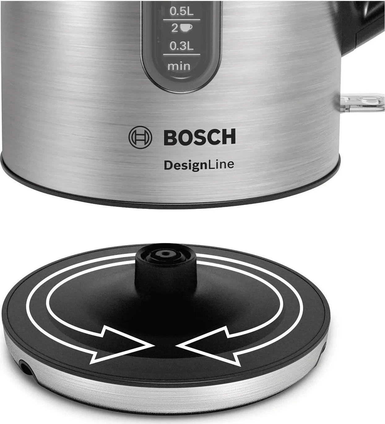 Çajnik Bosch DesignLine TWK4P440, 1.7 litra, 2400W, ngjyrë argjendi