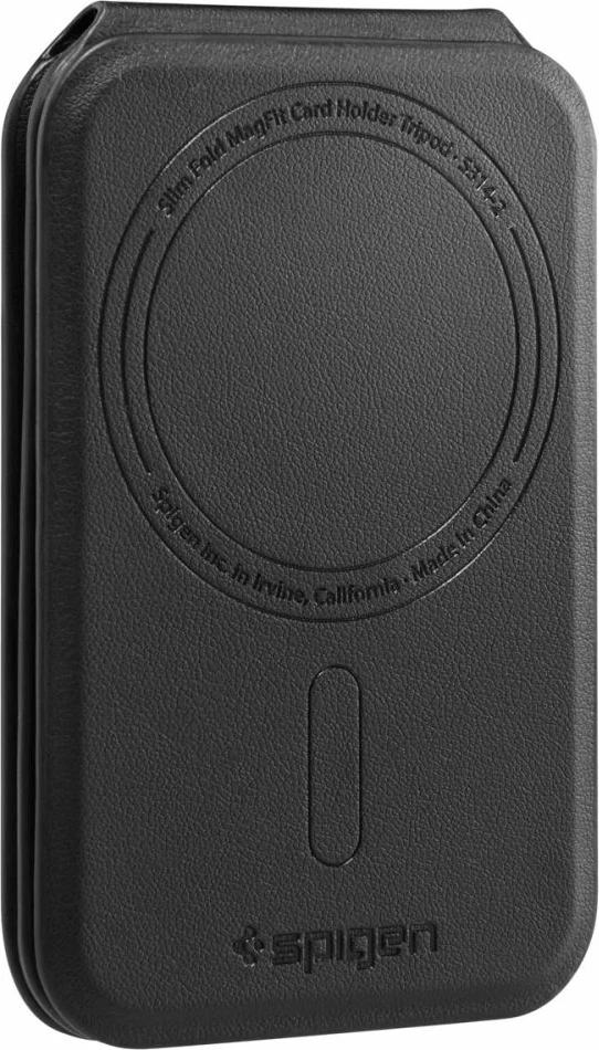 Mbështjellës/portofol MagSafe Spigen S314-2 Slim Fold Tripod Wallet, 3 vende për karta, PU leather, me mbajtëse stand, i zi, 1 copë