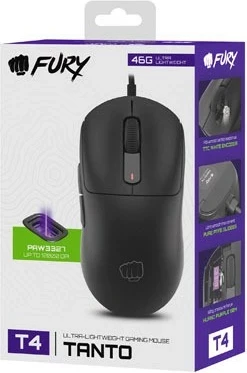 Maus ergonomik Fury Tanto T4, RGB, i zi