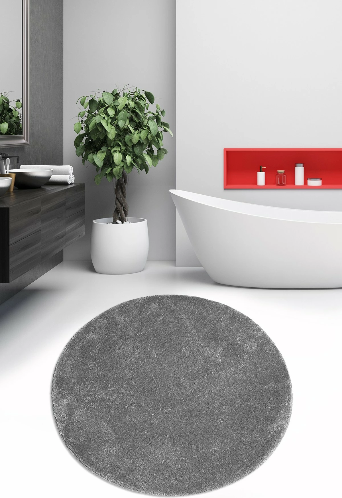 Tapet për banjo akrilik, ngjyrë gri, Mijolnir Havai, 90cm