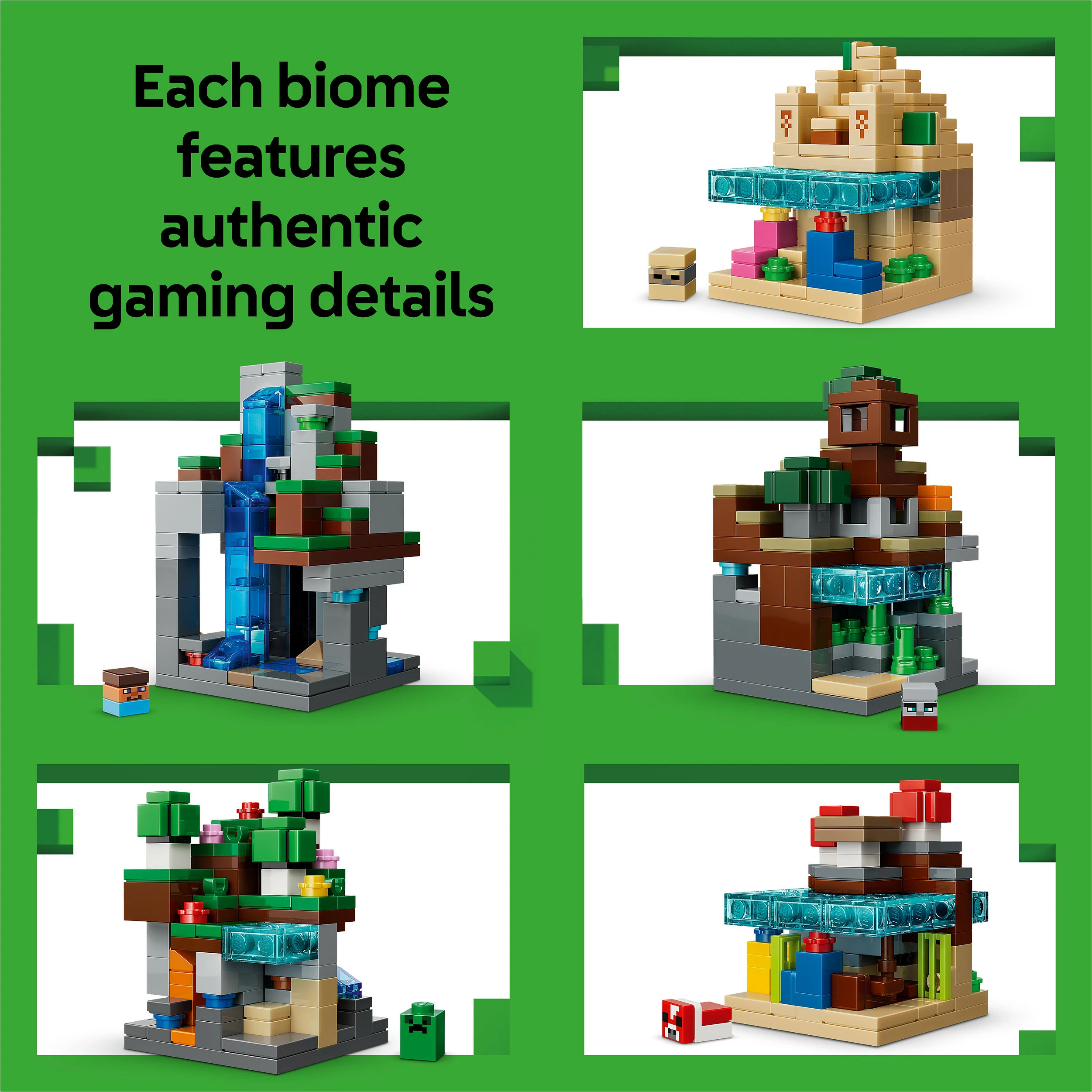 Set ndërtimi LEGO Minecraft Mini Biomes 21589, 797 copë, 12+, shumëngjyrësh
