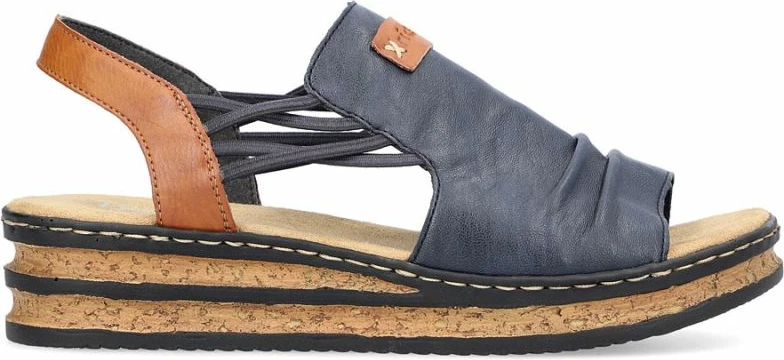 Sandale platforme femra Rieker 62962-14, të kaltra