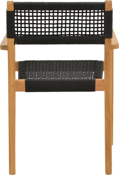 Karrige me krahë Lengan, dru tik natyral, litar i zi, 54x52x80cm