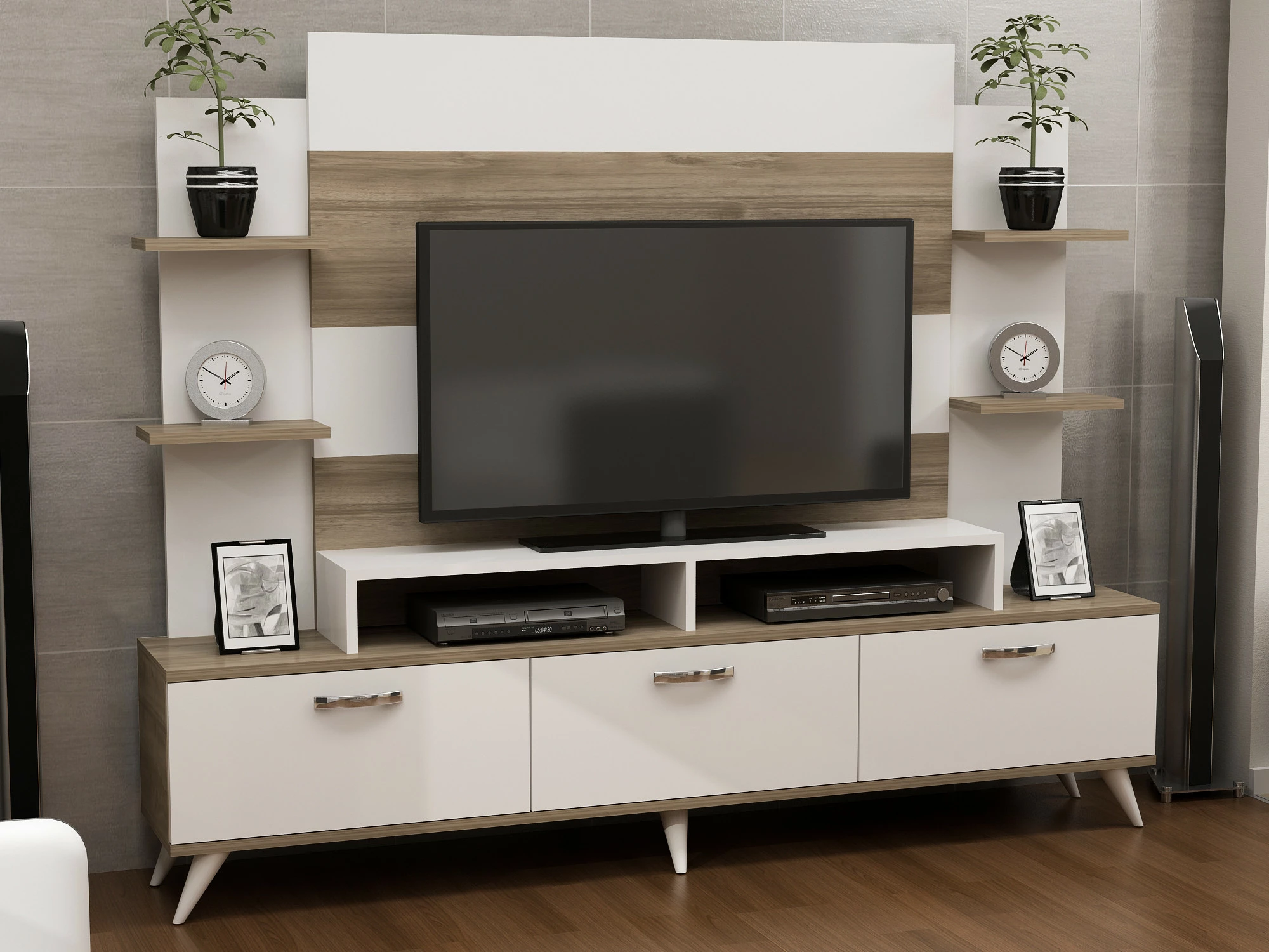 Njësi TV Hanah Home, e bardhë dhe arre, Diana
