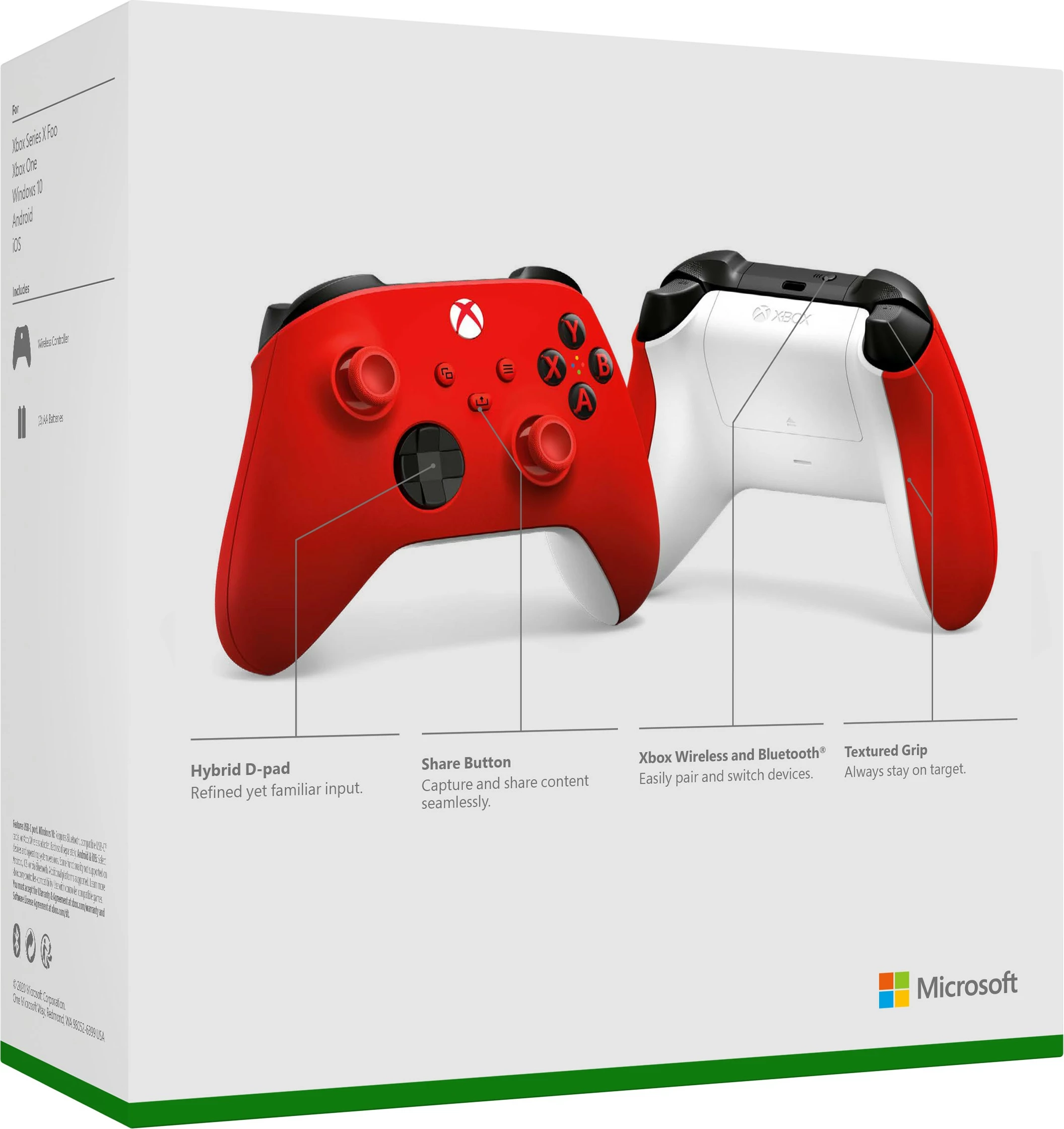 Gamepad Microsoft Xbox Wireless Controller, Bluetooth/USB, i kuq