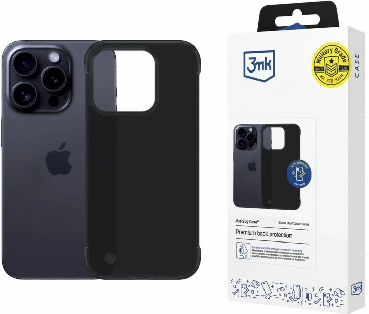 Kutí telefoni 3mk Just20g Matt për iPhone 15 Pro, e zezë
