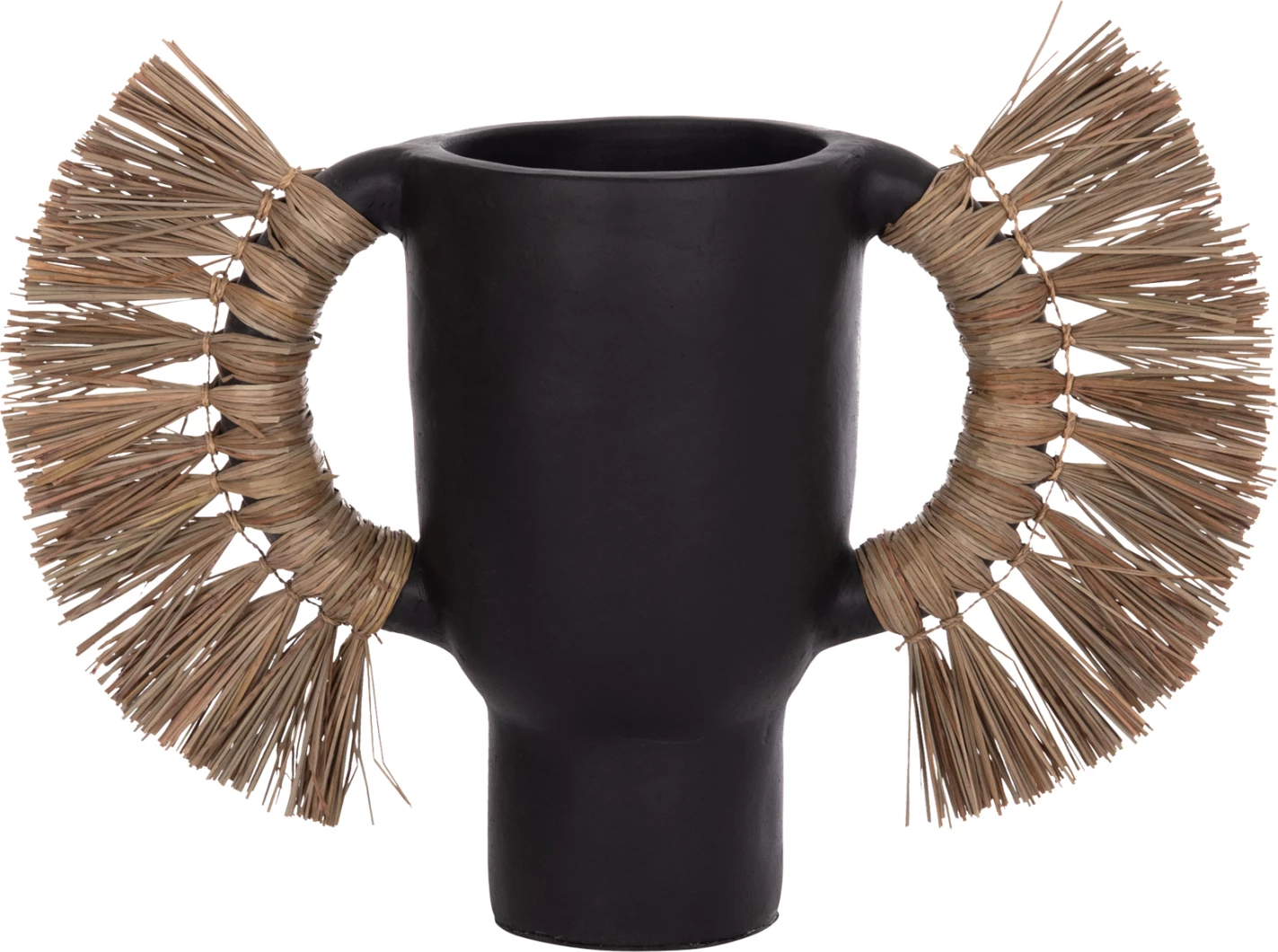 Vazo dekorative tavoline ALICA, terrakotë e zezë, me bar, FH4668.01L, 64x22x38cm