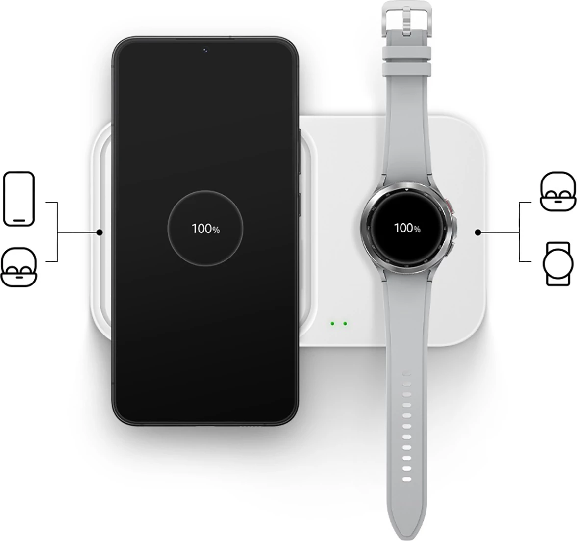 Karikues wireless Samsung Wireless Charger Duo EP-P5400TWEGEU, 15W, me kabllo USB-C, i bardhë, set