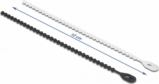 Lidhëse kabllosh DeLOCK Beaded, 120 mm, 3.6 mm, 100 copë, e zezë/bardhë