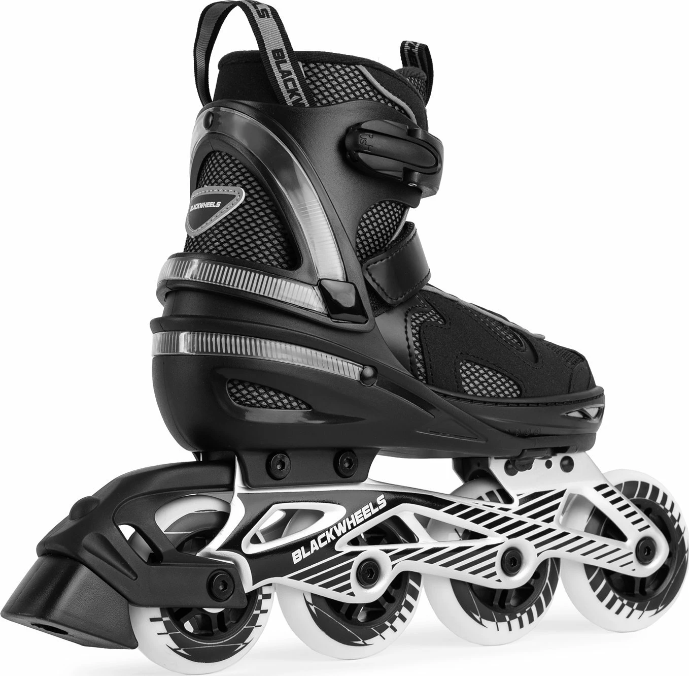 Patina inline Blackwheels Flex Pro të rregullueshme 38-41, 4 rrota 84 mm, ABEC 7, me fren, të zeza
