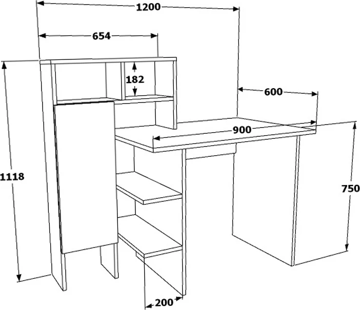 Tavolinë zyre Slate, ngjyrë bardhë-lisi, 20x60x112cm