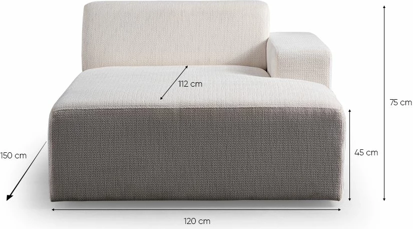 Kënd-sofë Melva, e bardhë, Atelier del Sofa (L1,5 + O1 + C + O2 + Chl Djathtas + Stol)