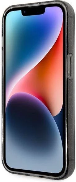 Mbështjellës KARL LAGERFELD KLHCP14MHNKCTGK për iPhone 14 Plus, Glitter IML NFT Full Bodies, transparent e zezë me glitter