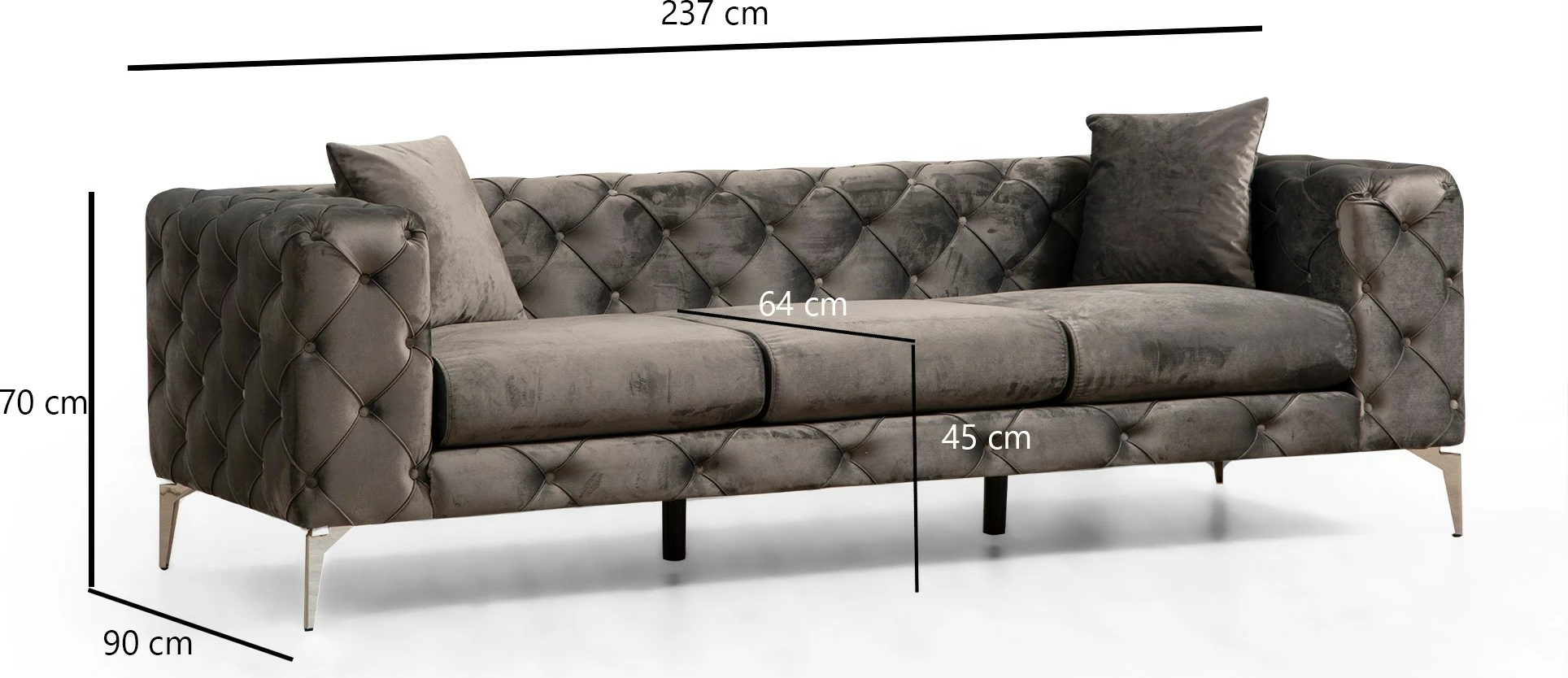 Divan treshe Como, ngjyrë antracit, Atelier del Sofa