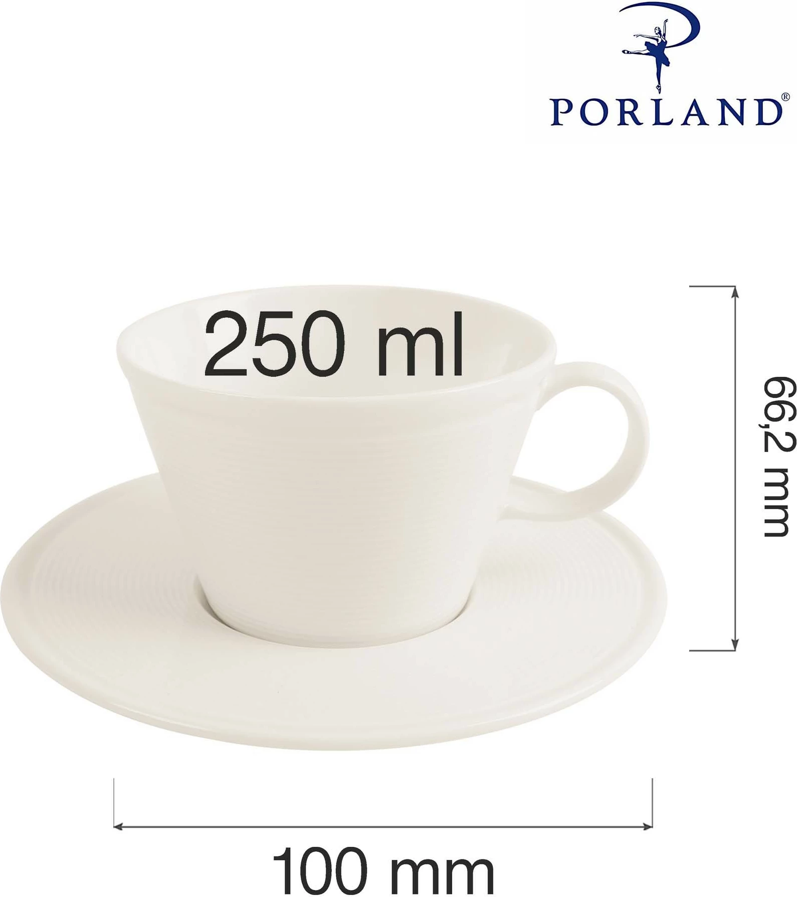 Filxhan porcelani Porland Line 250 ml, krem, set 6 copë