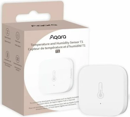 Sensor temperature dhe lagështie AQARA T1 (TH-S02D), Zigbee 3.0, bateri CR2032, e bardhë, set 1 copë