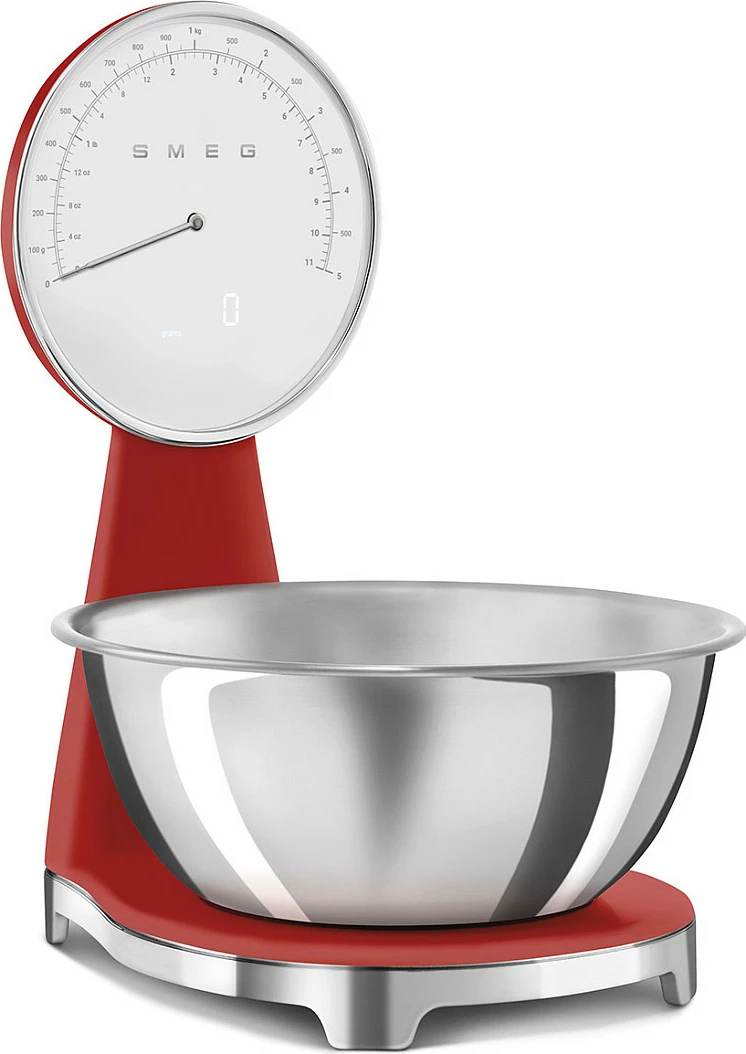 Peshore kuzhine Smeg 50's Style, me tas inox, analoge, e kuqe