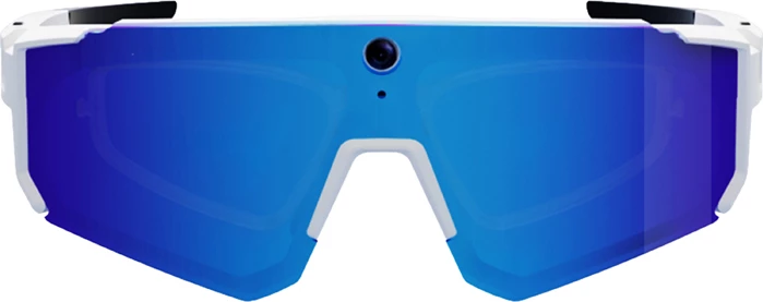 Syze sportive AR Colmi V06, kamerë 8 MP, 2K, Bluetooth 5.3 + Wi‑Fi, IP54, bateri 260 mAh, të bardha me xhama blu