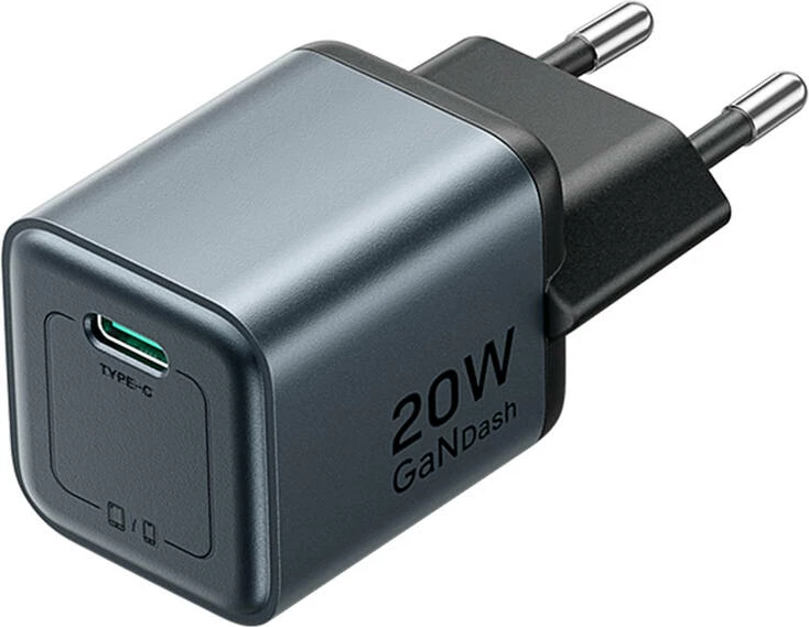 Karikues GaN Vention USB-C 20W me kabllo USB-C në Lightning 1m, Gri
