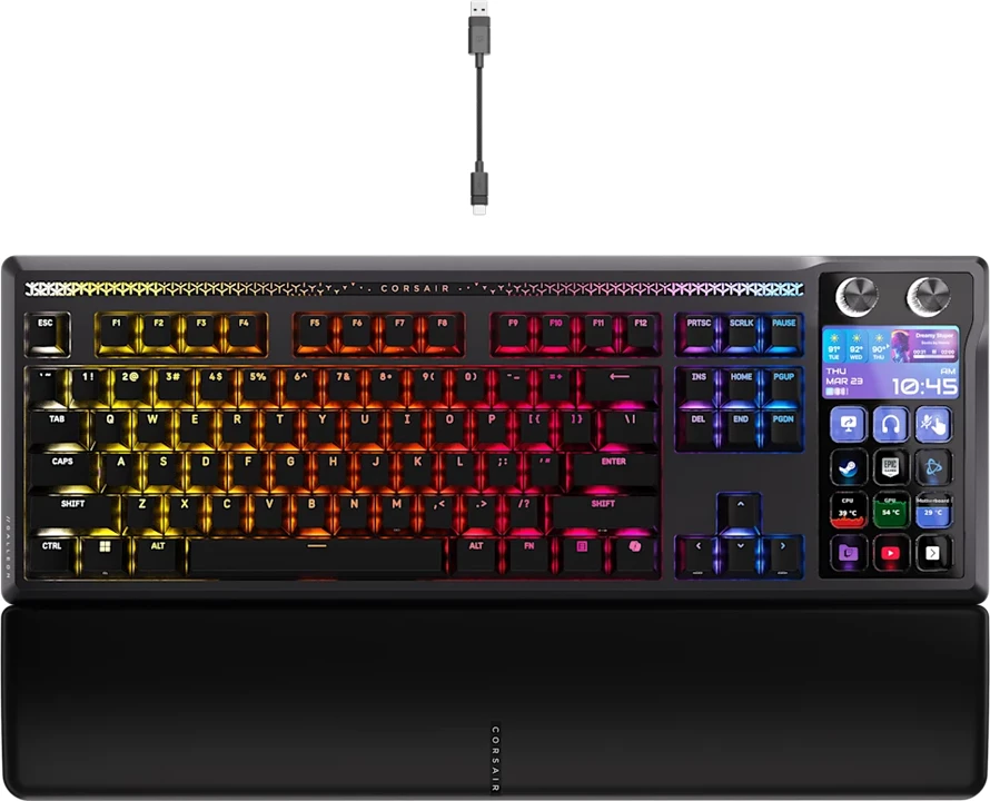Tastierë gaming mekanike CORSAIR Galleon 100 SD RGB, full-size, USB, switch MLX Pulse, PBT keycaps, e zezë