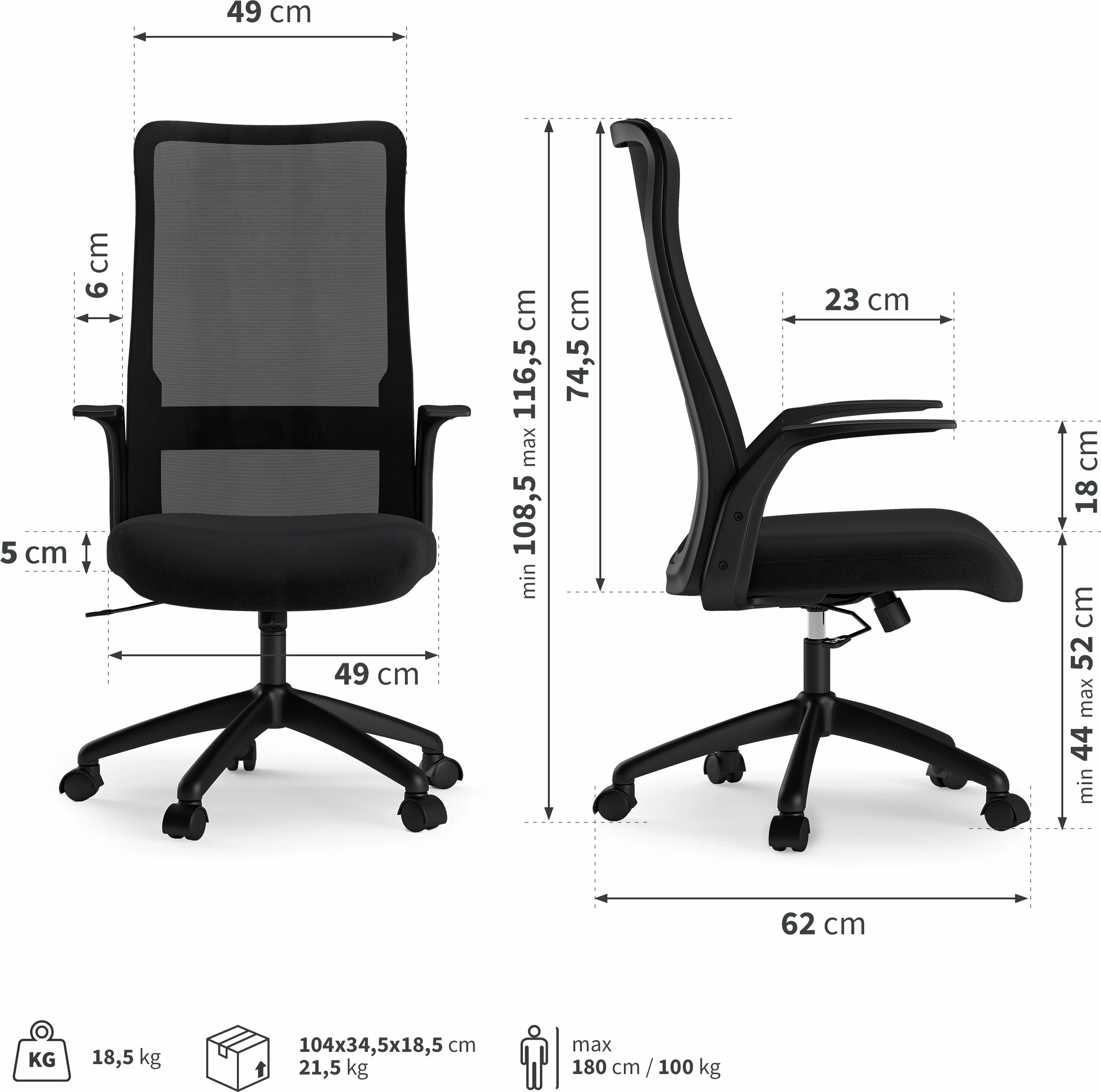 Karrige zyre SENSE7 Juno, rrotulla, mekanizëm Tilt, rrjetë mesh, deri 130 kg, e zezë