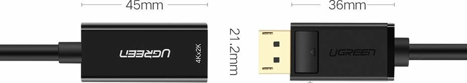 Adapter Ugreen HDMI në DisplayPort 4K, 40363, zi/gri