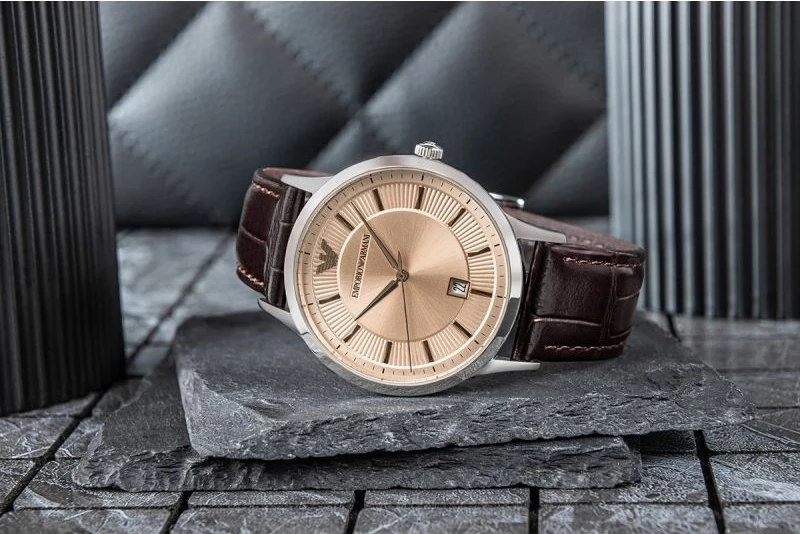 Orë dore meshkujsh Emporio Armani Renato AR11783, kafe