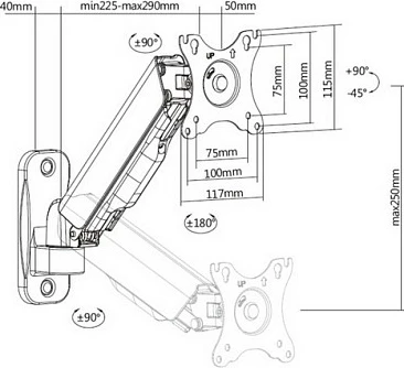 Mbajtëse muri për monitor EQUIP 17–32 inç, VESA 75x75/100x100, 9 kg, e zezë